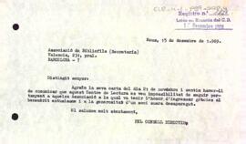 Carta del president a l'Associació de Bibliòfils