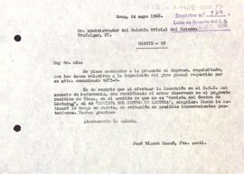 Carta del president accidental a l'administrador del Butlletí oficial de l'Estat