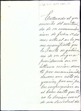 Resposta de Sebastià Jové a la carta d'agraïment de l'entitat