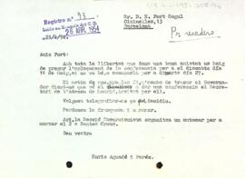 Carta del president a Eufemià Fort i Cogul