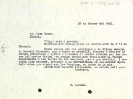 Carta del president a Joan Matas