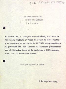 Carta del president al ministre d'Educació Nacional