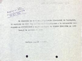 Rebut de la subvenció de la Diputació de Tarragona