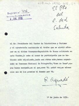 Carta d'agraïment del president al Centro de Iniciativas y Turismo