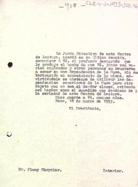 Carta de la junta directiva a Jimmy Chrysler