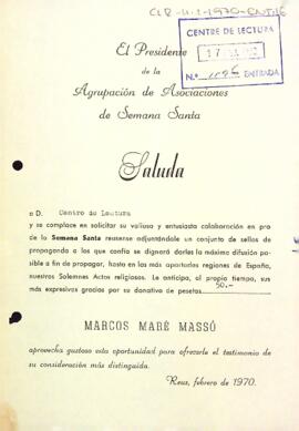 Carta de l'Agrupació d'Associacions de Setmana Santa
