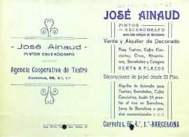 Propaganda de l'empresa de pintura escenogràfica José Ainaud