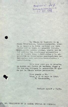 El president del Centre de Lectura sol·licita una subvenció a la Cambra oficial de comerç de Reus
