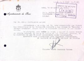 Carta de l'Ajuntament de Reus al president del Centre de Lectura