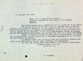 Carta d'Enric Aguadé a Francisco Sintes