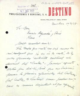 Carta d'Artur Llorens Opisso al president del Centre de Lectura