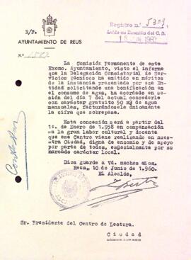 Carta de l'Ajuntament de Reus