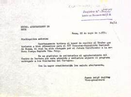 Agraïment a l'ajuntament de Reus