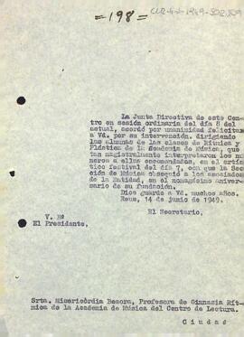 Agraïment de la junta a Misericòrdia Besora per la seva col·laboració en la commemoració dels noranta anys de l'entitat.