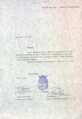 Carta al Comité Catalano-Balear d'Espeleologia