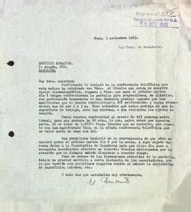 Carta del president al Servei d'Estació de Barcelona
