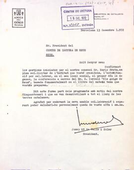 Petició per l'organització d'un acte al Centre de Lectura