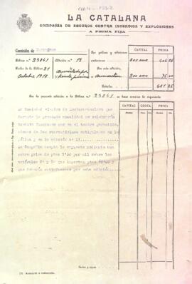 Suplement a la Pòlissa d'assegurança amb la Companyia La Catalana