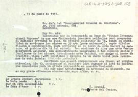 Carta del president al cap del Comissariat General au Tourisme de Barcelona sol·licitant l'enviament d'unes cintes