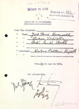 Proposta de candidatura a les eleccions de 1956