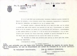 Reclamació donatiu pel centenari del Centre de Lectura