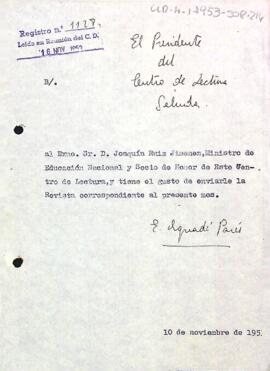 Carta del president a Joaquin Ruiz-Jiménez
