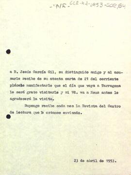Carta del president a Jesús García Gil
