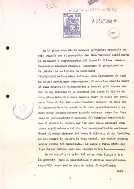 Joaquim Calvo informa de l'embargament de Josep Llombart