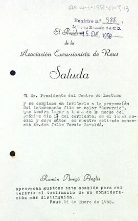 Invitació de l'Associació Excursionista de Reus