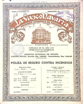Pòlissa d'assegurança amb La Vasco-Navarra Sociedad Anónima de Seguros