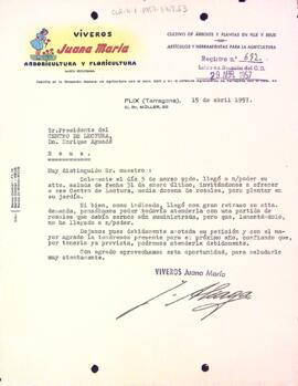 Carta de Viveros Juana María de Flix