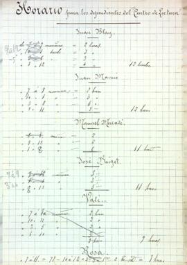 Horario para los dependientes del Centro de Lectura