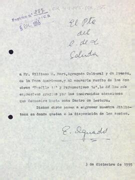 Agraïment a William M. Hart pel seu donatiu