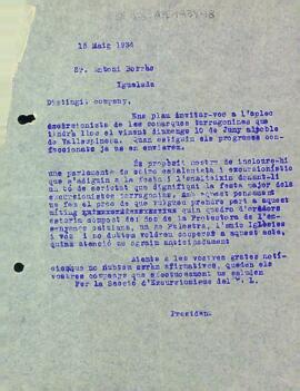 Carta de la Secció Excursionista a Antoni Borràs