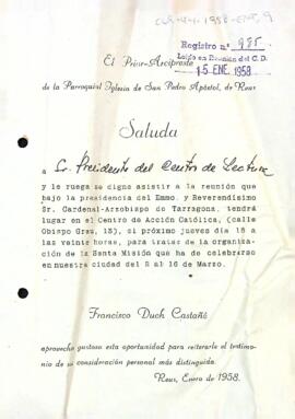 Reunió sobre la Santa Missió