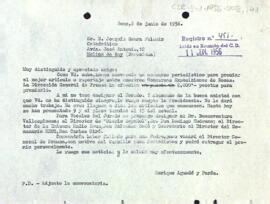Carta d'Enric Aguadé a Joquim Saura