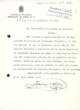 Agraïment per préstec de la sala d'actes