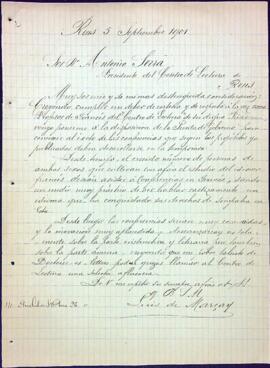 Carta de Luis de Marçay a la Junta, explicant com han de ser les conferències en francès que es volen celebrar