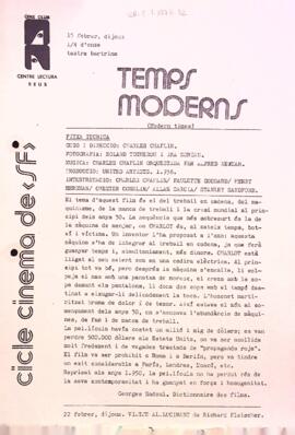 Fitxa tècnica del film "Modern times"