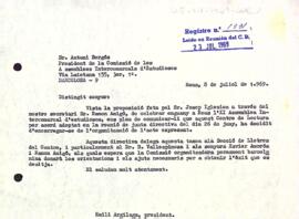 Carta del president a la Comissió de les Assemblees Intercomarcals d'Estudiosos