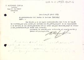 Carta de Frederic Alfonso Orfila a la Revista del Centre de Lectura