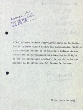 Agraïment Antoni Sabater pel seu donatiu
