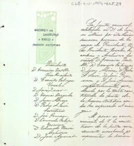 La Secció Artística del Centre de Lectura fa arribar als president els nous càrrecs elegits en la última junta general