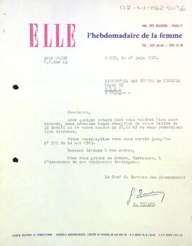 Carta de la revista Elle