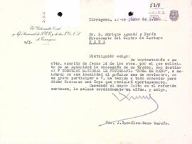 Carta de J. González-Sama García al Centre de Lectura