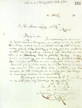 Petició de Ramon Fàbregas, bibliotecari del Centre de lectura, a Álvaro López Núñez sol·licitant, sota l'autorització de Martín Navarro, que enviï, gratuïtament, al Centre de Lectura les publicacions de l'Instituto Nacional de Previsión
