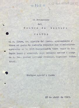 Carta del president informant l'alcalde de Reus de les conclusions aprovades durant la dotzena sessió de converses sobre temes d'interès local i comarcal