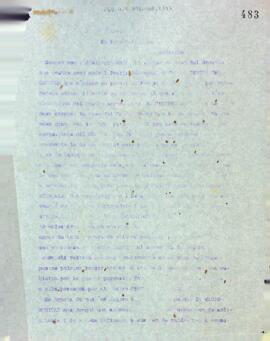 Còpia de la carta enviada per Pere Cavallé a Pere Coromines