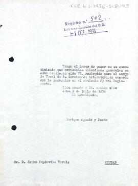 Carta del president del Centre de Lectura a Jaume Capdevila Vernis