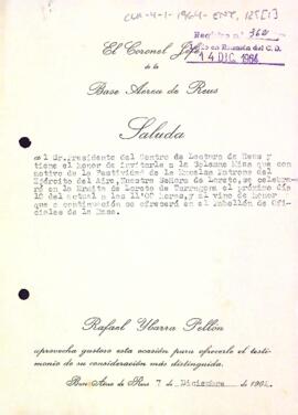 Invitació als actes de celebració de la festivitat de la patrona de l'exèrcit de l'aire